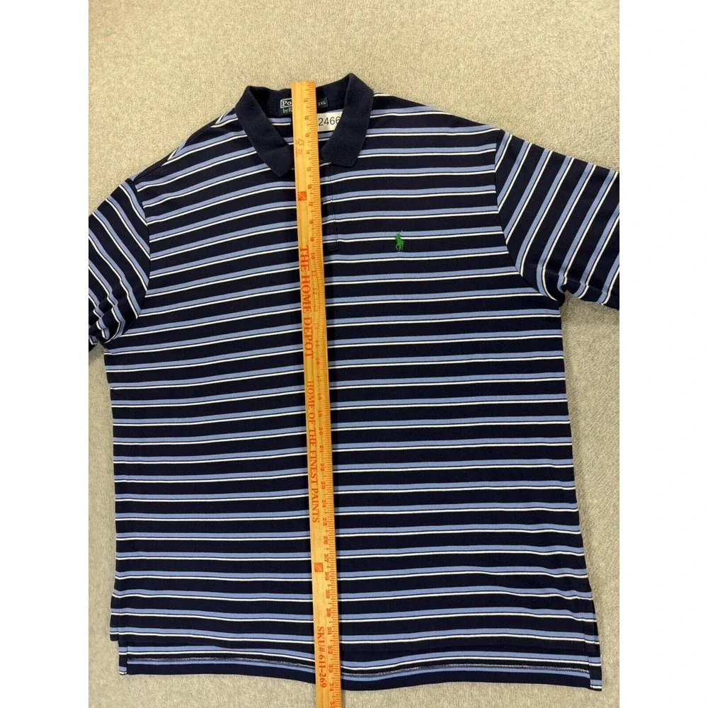 Polo Ralph Lauren 100% Cotton Striped S/S Polo Shirt (Men's 2XL) Blue‎